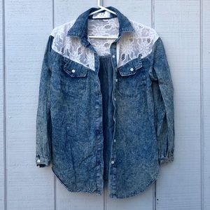 Naive Overlap by Lab+N Distressed Washed Denim Top